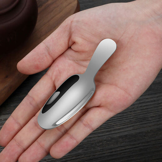Sanqihu 304 stainless steel thickened tea spoon tea spoon tea shovel short handle ice cream spoon dessert spoon 304 original color 1 pack