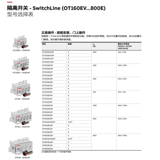 ABB isolation switch OT160EV04P/200E04P/250E04P/315E04P/OT400E04 OT200E04P