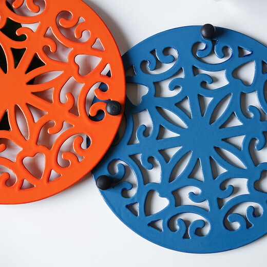 Tuo Import and Export Enamel Cast Iron Insulation Mat Colored Iron Pot Mat Kitchen Table Round Placemat High Temperature Resistant One Size Ocean Blue
