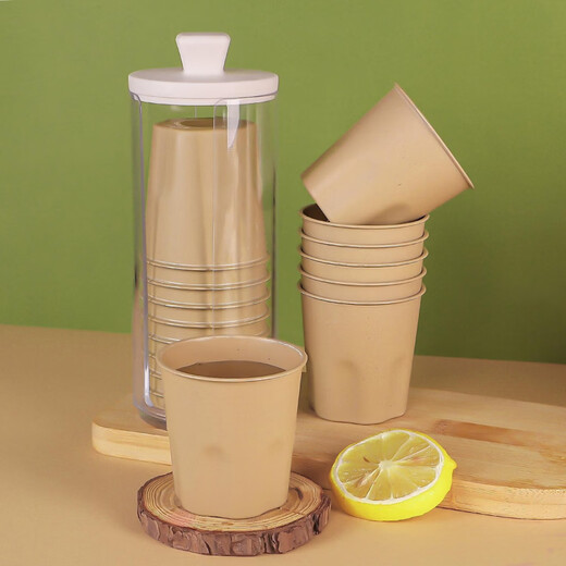 Zhongyuanbao Rice Husk Disposable Thickened Water Cup High Temperature Resistant Household Cup Large Hard Food Grade Drink Cup Tea Cup 2 Pack 80 Kung Fu Tea Cup + 1 Cup Holder 85ml