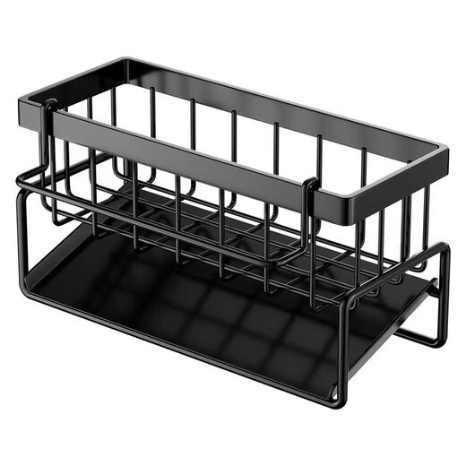 Fantasy kitchen rack sponge drain rack faucet vegetable sink sink dishwashing supplies rag storage drain rack standard carbon steel black slope drain basket