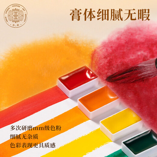 Rubens solid Chinese painting pigments beginner set primary school students Chinese painting pigments 12 colors 24 colors ink painting tools Chinese painting supplies complete set of junior high school art class materials pigment set Blooming Chinese painting pigments 24 colors single box