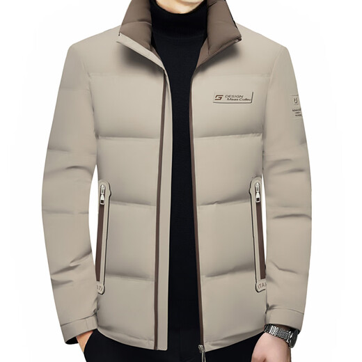 Lilang Shopping Mall's same high-end down jacket winter new men's stand-up collar light and thin casual warm thickened goose down short jacket gray green goose down warm 2XL 185 150-165Jin Jin equals 0.5 kg
