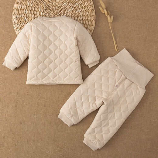 Ultraman baby warm clothes autumn and winter pure cotton quilted autumn clothes high waist thickened baby underwear set inner wear split 66cm (recommended 8-12 Jin Jin equals 0.5 kg) side snap high waist warm suit one size