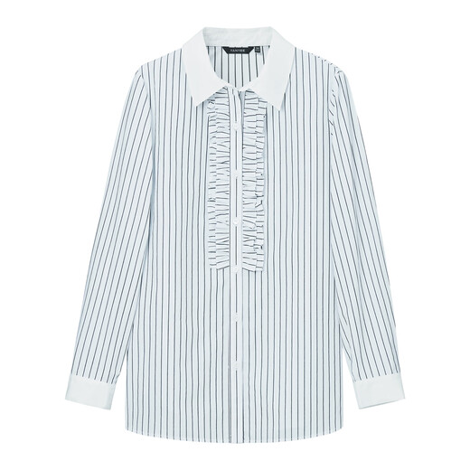 Yanyu spring black and white striped French shirt for women 2026 new style high-end light mature slim temperament long-sleeved top black and white striped S