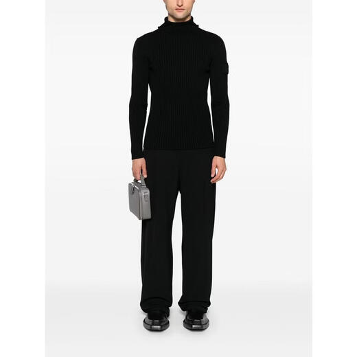 PRADA Men's Sweater Warm, Breathable and Thickened Autumn and Winter Daily Knitted Simple Black One Size | 52