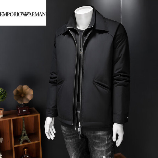 EMPORIO ARMANI Armani stand collar windproof warm fashion top business winter light luxury men's wide version down jacket 90 double zippers black XL
