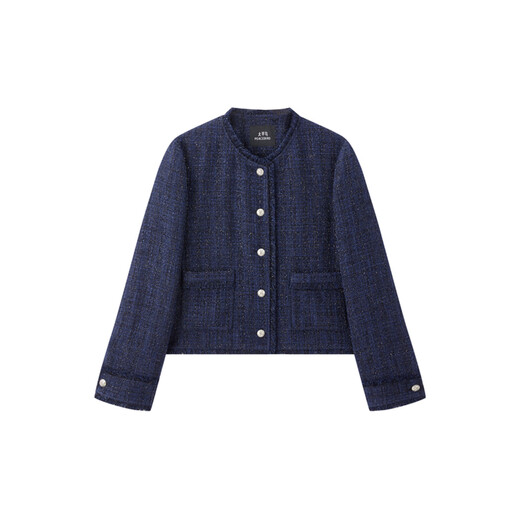 PEACEBIRD Glitter Small Fragrance Jacket Ceremonial Handmade Brushed Short Box Shape Slim Fashion Modern Short Jacket Women Blue M 160