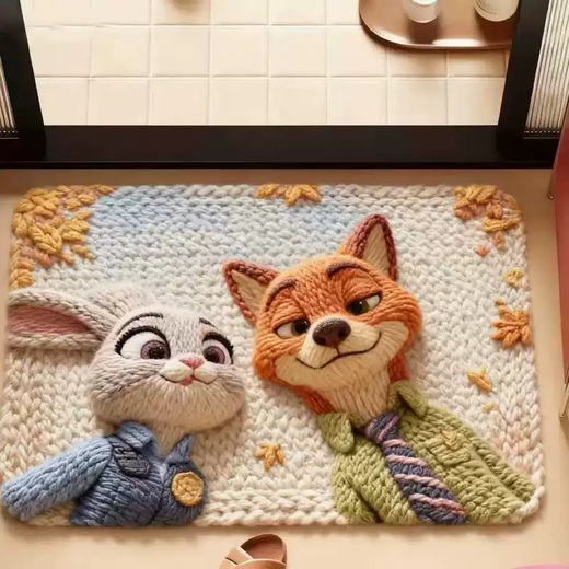 Yusenyi 3D Painting Diatom Mud Floor Mat Cute Cartoon Bathroom Door Water-Absorbent Anti-Slip Foot Mat Household Mat Nick and Julie C (diatom mud) 40x60cm (water-absorbing and quick-drying)