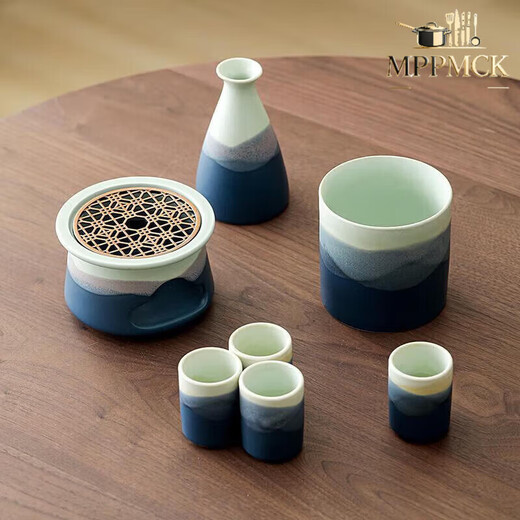 Tuojin Ceramics Thousand Miles of Rivers and Mountains Wine Warmer Wine Distributor Wine Jug and Wine Glass Wine Set Gift Box Gift Set MPPMCK Japanese Imported Quality Ceramics Thousands of Miles of Rivers and Mountains Wine Warmer and Wine Distributor Wine