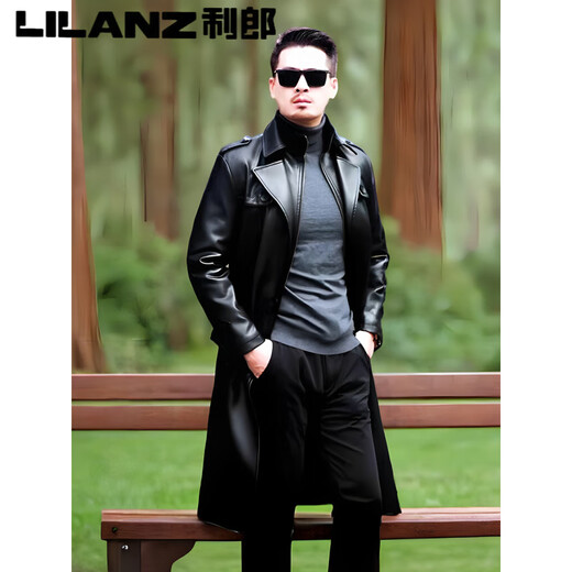 Lilang Куртка из натуральной кожи Мужская натуральная длинная ветровка Дубленка Plus Fat Plus Size Fat Man Plus Бархатная теплая куртка Черный бархат S