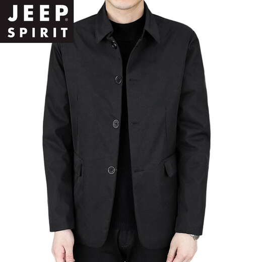 JEEP SPIRIT cotton thickened jacket men's autumn and winter new lapel business casual high-end warm fashion jacket men's black 9029 thick cotton coat L