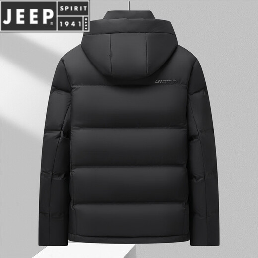 JEEP SPIRIT thickened men's down jacket winter outdoor cold-proof and warm down jacket 90 white duck down new national standard three-way fabric black M 170