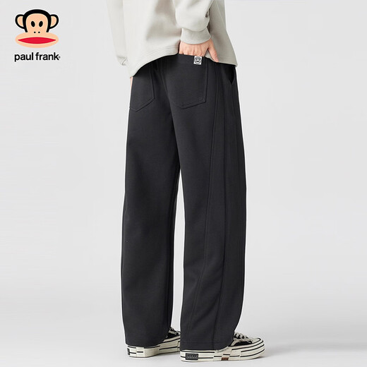 大嘴猴（paul frank）美式复古休闲裤男士2025冬季新款宽松舒适百搭垂感运动长裤子男装 深灰色+深灰色 【优惠两件装】 M 【建议110-125斤】