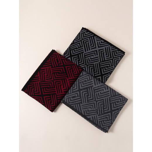 Shanghai Story 2026 Autumn and Winter Sheep Wool Men's Scarf to Keep Cold and Warmth Thickened Scarf Elder Gift Box Gray Black