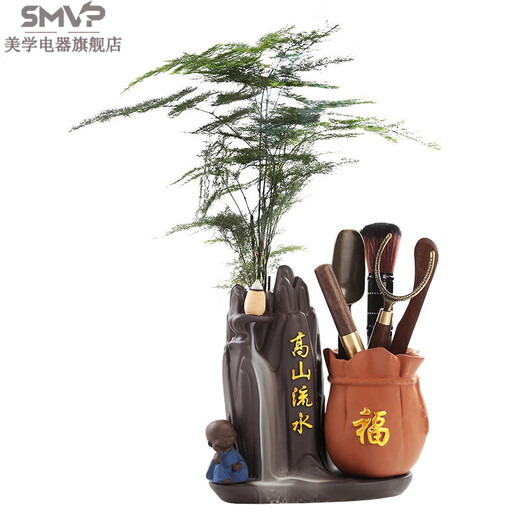 SMVP luxury high-end kung fu tea set accessories tea ceremony six gentlemen set tea spoon pot pen tea knife tea needle tea anti-scalding high mountain flowing water brass six gentlemen + tea towel + color changing Pixiu