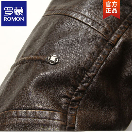 ROMON Men's Velvet Thickened Leather Jacket Trendy Korean Version 2026 Autumn and Winter New Handsome Casual Motorcycle PU Leather Jacket 805 Yellow L