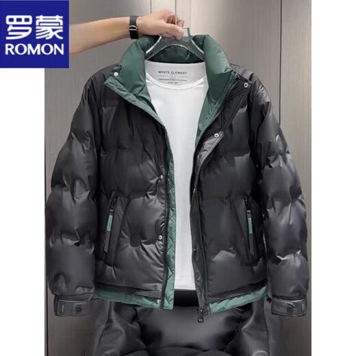 罗蒙（ROMON）短款羽绒服男款秋冬季加厚潮牌帅气时尚立领休闲白鸭绒羽绒外套 2335米白色【立领款】 XL 【建议130-145斤】