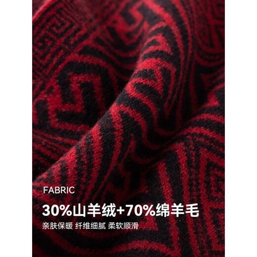 Shanghai Story Palace co-branded Shanghai Story autumn and winter wool scarf men's knitted velvet scarf elder gift box black and red