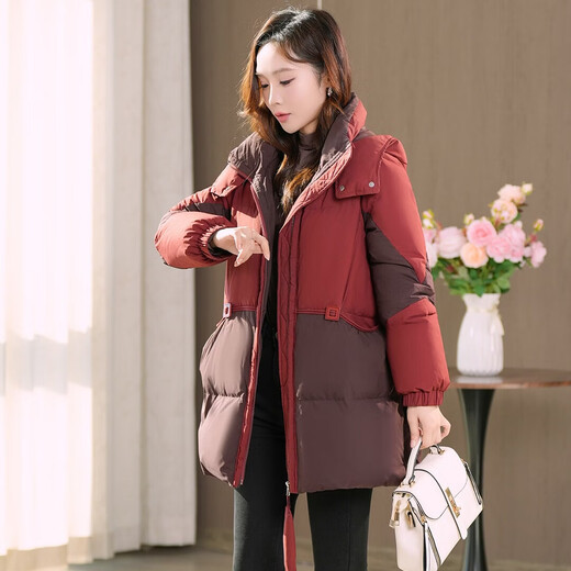 Woodpecker Fashion Temperament Hooded Mid-Length Down Jacket Women's 2025 Winter New Mom Thickened Versatile Warm Jacket
