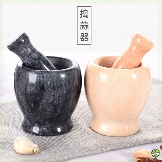 Perfect marble stone garlic pounder stone mortar household garlic masher garlic garlic press garlic mash jar garlic mortar with a garlic hammer_straight style sunset red