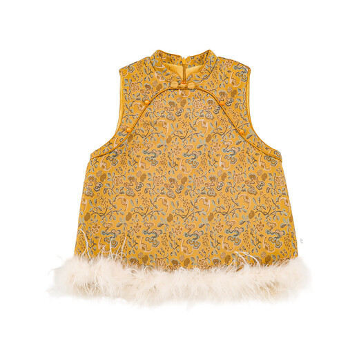 Young girls 2025 winter new sleeveless plus velvet warm vest Chinese style quilted improved cheongsam skirt parent-child