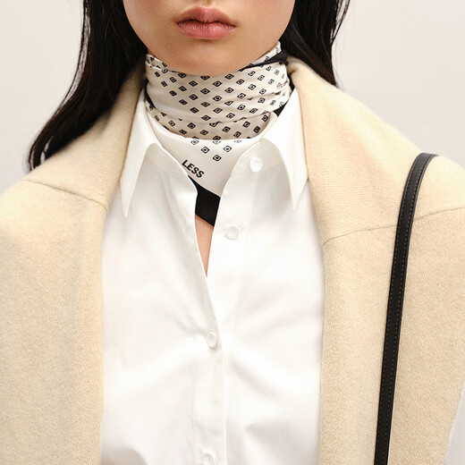 LESS shopping mall same style 2026 spring new commuter design lace-up pima cotton shirt 2Q1216370 100 white XS