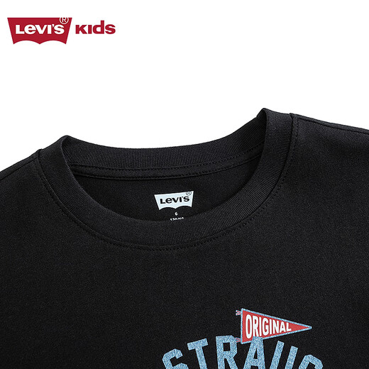 Levi s Levi's children's clothing boys' long-sleeved T-shirt pure cotton 2026 spring new soft and skin-friendly children's clothing Black Beauty 110/56 Recommended height 104-110cm