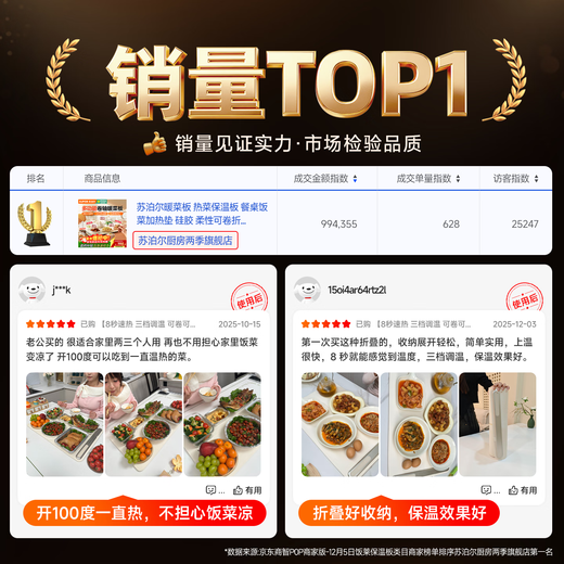 Supor Heated Warming Board, Dining Table Insulating Board, Heated Food Board, Multifunctional Constant Temperature Dining Table Mat, 2025 New Household Square Flexible Folding Food Warmer Artifact B, 8 Seconds Fast Heating Folding Food Warming Artifact - Can Heat 6 Dishes at One Time