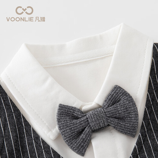 Fanlie baby clothes, spring clothes, newborn baby boy jumpsuit, full moon and 100 days out, gentleman one year old, spring and autumn, gray 80cm