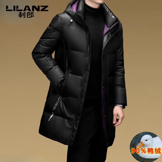 LILANZ куртка на высоком пуху мужская утолщенная куртка средней длины с капюшоном модная новая 90% утиный пух черный 3XL 190 вес 170-185 Jin Jin равен 0,5 кг