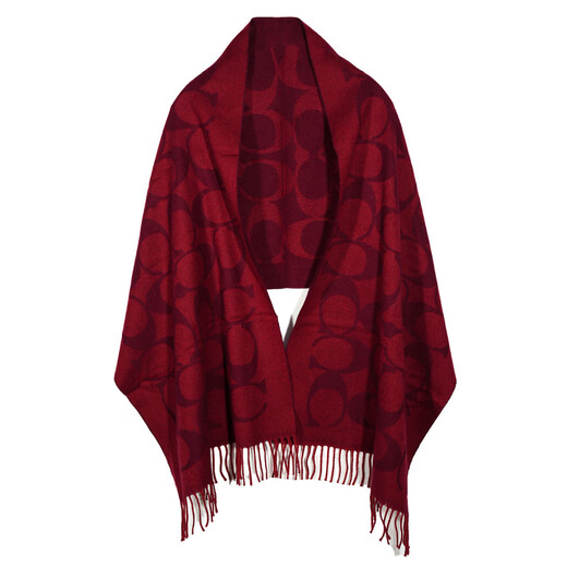 COACH 24 Autumn and Winter Classic Logo Letter Print Sheep Wool Velvet Scarf Unisex Couple Style Red Default F