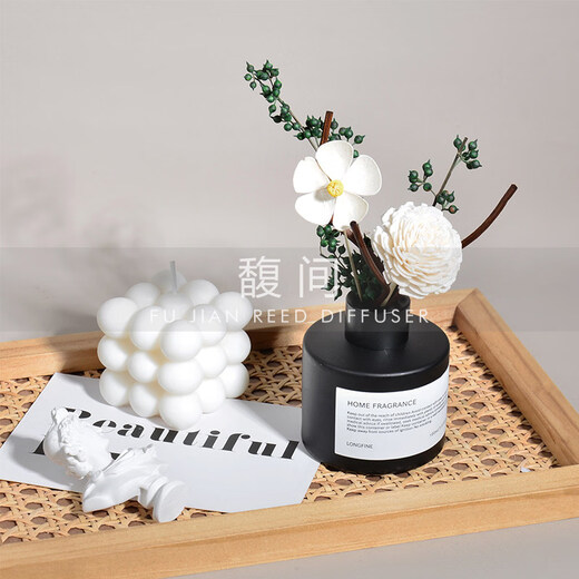 Shantou Lincun Fukien Fumigation Floral Dried Flower Fumigation Bathroom Air Fresh Classic Black Home Soft Decoration Gardenia Square Vase