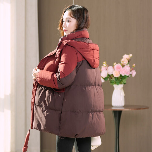Woodpecker Fashion Temperament Hooded Mid-Length Down Jacket Women's 2025 Winter New Mom Thickened Versatile Warm Jacket