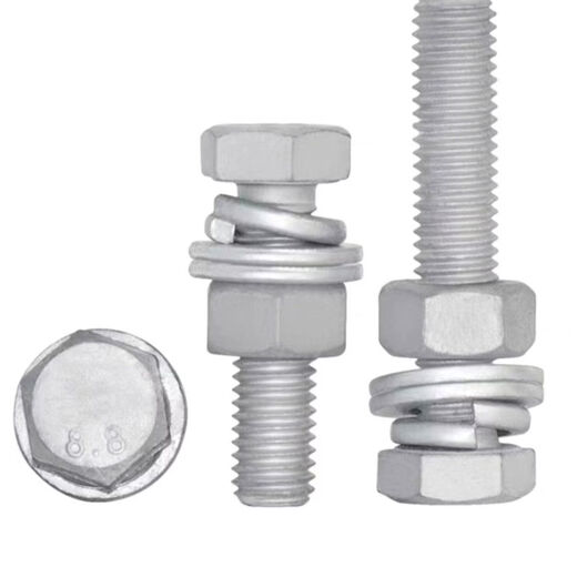 Siyongda national standard 88 grade hot-dip galvanized external hexagonal bolt set hot-dip galvanized power photovoltaic screw with flat spring washer combination M8*251000 set