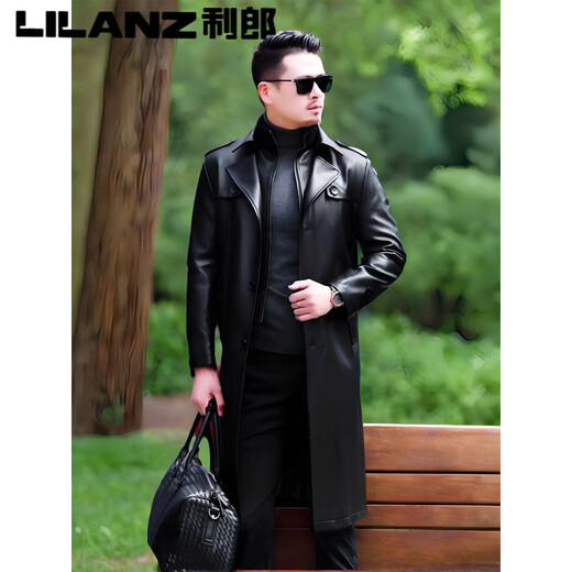 Lilang Куртка из натуральной кожи Мужская натуральная длинная ветровка Дубленка Plus Fat Plus Size Fat Man Plus Бархатная теплая куртка Черный бархат S