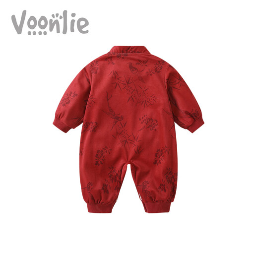 Fanlie baby clothes, spring clothes, newborn baby boy jumpsuit, one-month-old one-year-old dress, one-year-old dress, red 90cm