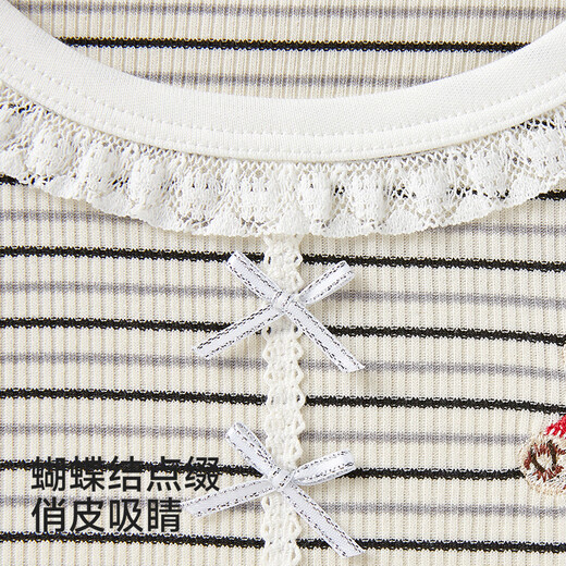 Yingshi shopping mall same style children's clothing children's long-sleeved T-shirt striped bottoming shirt knitted inner top for girls black and white stripes 80 cm