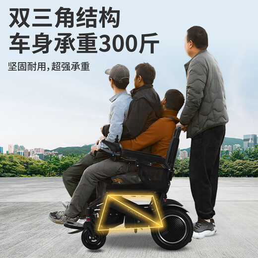 Tailing 9000 electric four-wheeler for the elderly, household foldable moped, smart scooter for the elderly and disabled, 6 Black Warrior aluminum alloy model, 12A lithium battery/can run about 30 kilometers