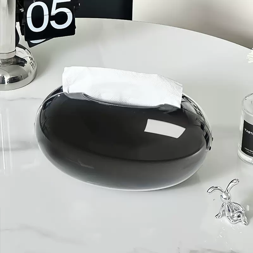 Yusenyi Luxurious double-layer paper box, high-end living room tissue storage box, light pumping plastic paper box desktop, cool black (double-layer model)