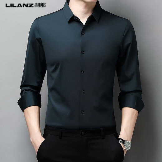 LiLang Shopping Mall's same men's mulberry silk long-sleeved shirt men's autumn and winter casual business mid-to-high-end velvet seamless lining black regular S 165/84A (suitable for weight 90-120 Jin Jin equals 0.5 kg)