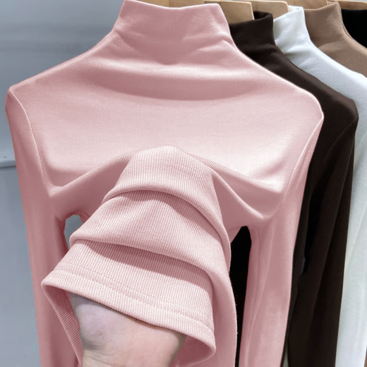 Modal Half Turtle Collar Bottoming Shirt Women's Spring Autumn and Winter German Velvet T-Shirt Long Sleeve Top Muscle Base Mask T8002 Black XL Recommended 115-125 Jin Jin equals 0.5 kg