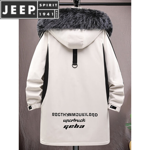 JEEP SPIRIT парка средней длины с меховым воротником для мужчин осенне-зимняя бархатная утолщенная куртка с капюшоном хлопковая зимняя ветровка 6687 черный съемный меховой воротник 4XL