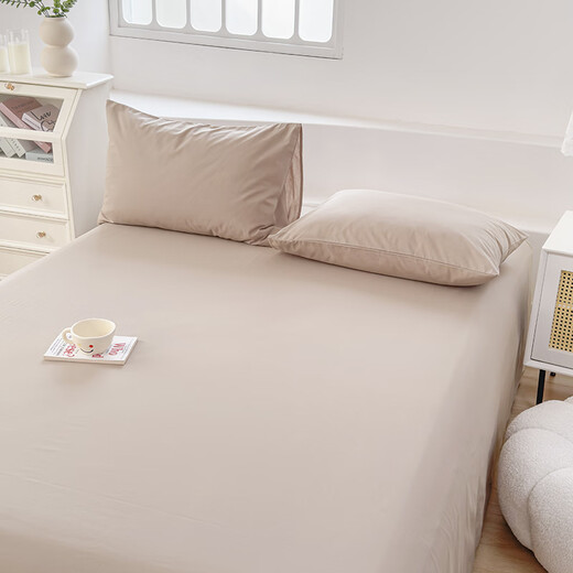 MUJI Xinjiang long-staple cotton bed sheet 1.8x2 meter bed pure cotton home student dormitory three-piece set for all seasons Khaki Class A standard pure cotton fabric 240*250cm three-piece set bed sheet + pillowcase *2