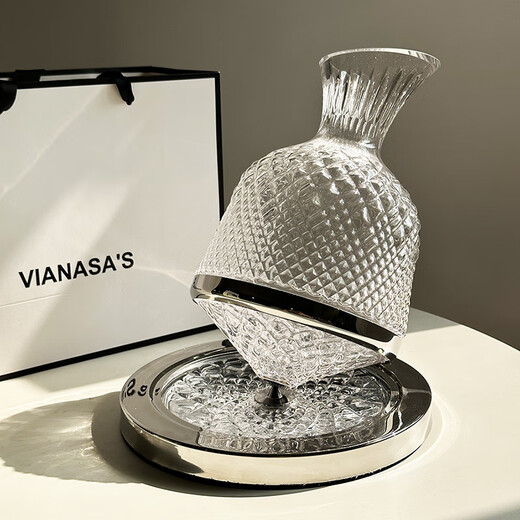 VIANASA S French high-end stainless steel rotating decanter home tumbler fast rotating red wine crystal stainless steel gyro decanter