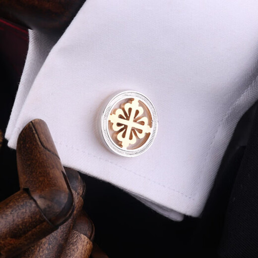 Men's French shirt cufflinks, hand-carved, suit French cufflinks, cufflinks, shirt cuff buttoning gift, gold-plated Qiyi crystal cufflinks