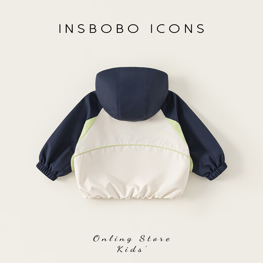 INSBOBOINSbobo Girls Jacket 2026 Spring New Style Hooded Boys Jacket Children's Fashionable Top Spring Clothes Off-White 80