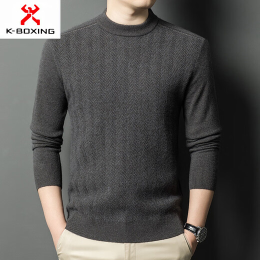 KBXNG Jinba Business Men's Wool Sweater Men's Autumn and Winter Thickened Warm Sweater Fashion Needle Business Men's Bottoming Shirt Xia Yun Gray XJ8967 One Size 105