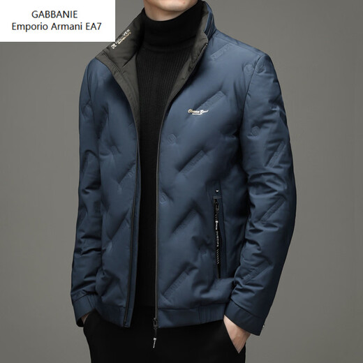 Emporio Armani EA7 Armani Down Jacket Short Men's Stand Collar Lightweight Warm Jacket 2026 Winter Trendy Men's Clothing Cold Protection Thickened Blue M 170
