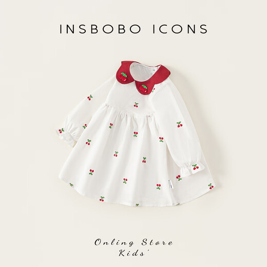 INSBOBO Girls Skirt Baby Dress 2026 Spring New Princess Skirt Children's Spring Fashionable Clothes White 80